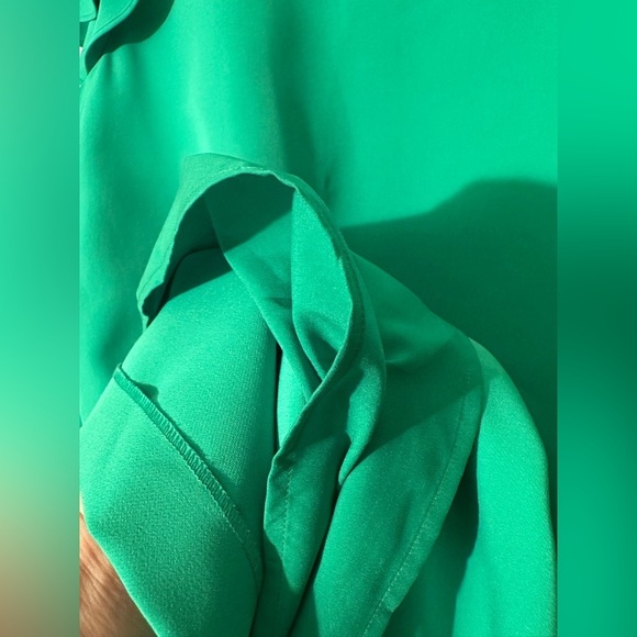 MILLY Women's 6 Solid Green Short Ruffle Sleeve Mini Shift Dress Pockets CLEAN2 - Picture 14 of 14